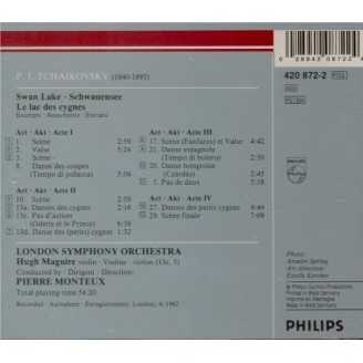 TCHAIKOVSKY - Monteux - Lac des Cygnes (Le) op.20 : extraits